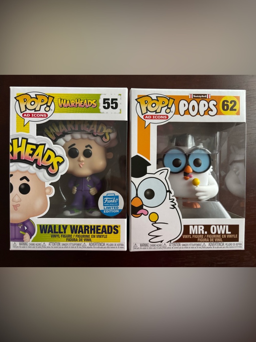 Funko Pop! AD Icons: Wally Warheads (Exclusive) #55 and Mr. Owl (Exclusive) #62